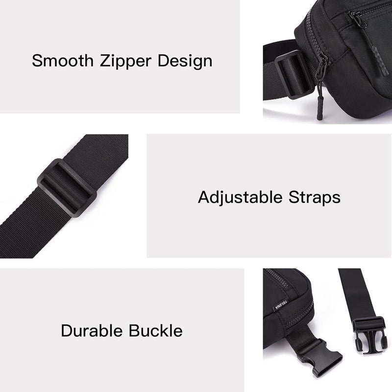 Telena Fanny Packs Crossbody Belt Bag Cross Body Bag Fashionable for Women with Adjustable Strap Black - Image 4